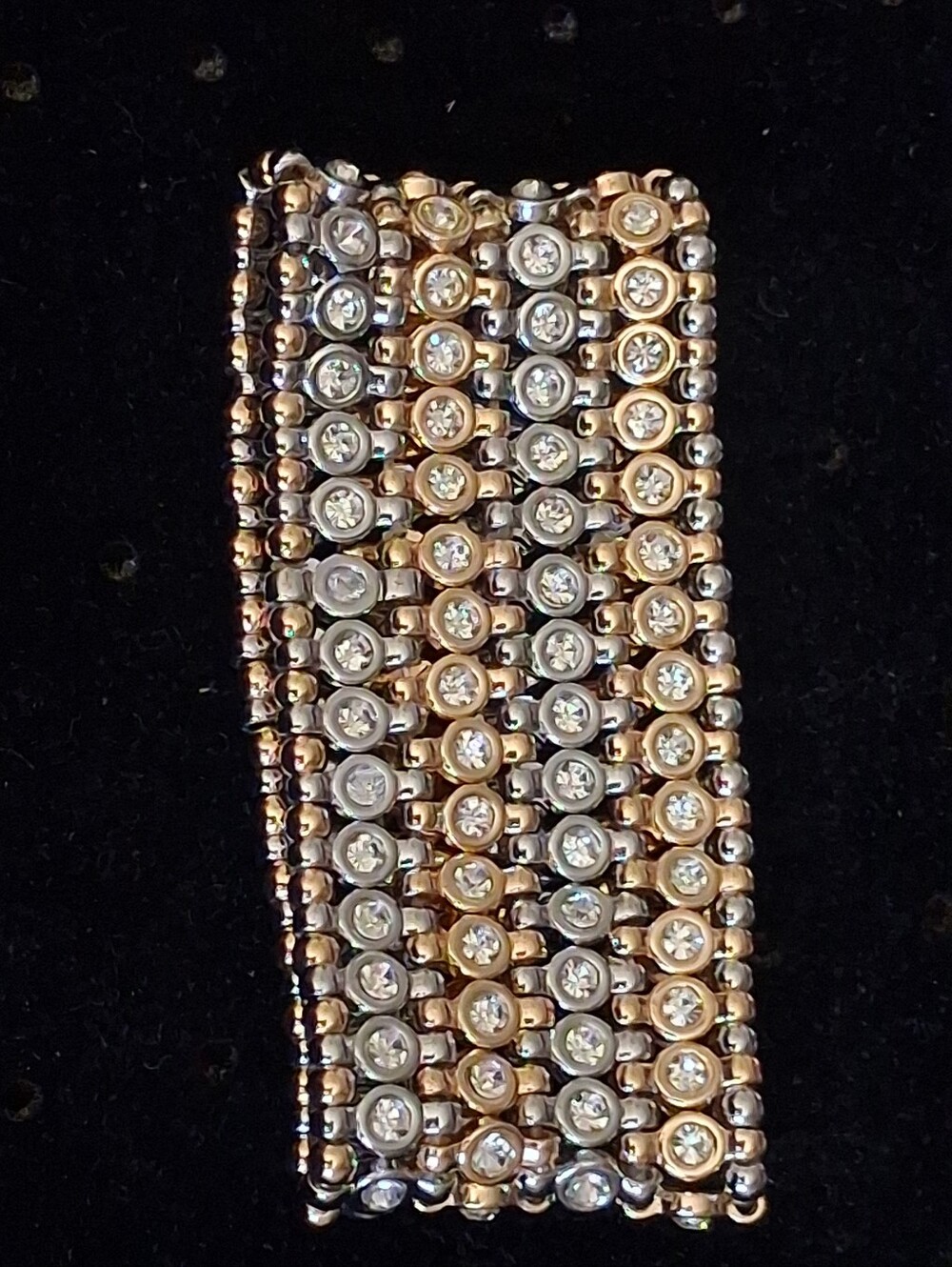White House Black Market Gold-Tone And Silvertone Crystal Stretch Bracelet - Picture 9 of 16